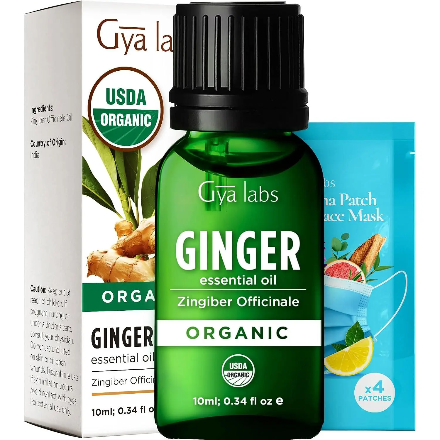 Gya Labs USDA Certified Organic Ginger Essential Oil for Warming Massage, Diffuser - for Topical Use, Hair, Aromatherapy, Spicy & Energizing Aroma - DIY Candle Making Scents - 0.34 Fl Oz