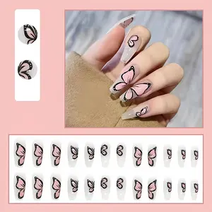 Wavymyhair Outlets  1 Set  Fake Nail ,Fashion Press On Nail For Women & Girls DIY Nail Art ,Elesgant Stick On Nail Kit Random Color