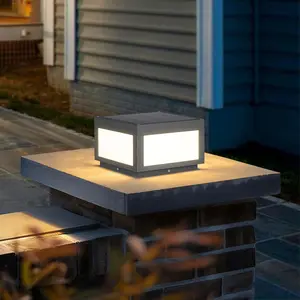 Solar  Lights Outdoor, 9.8" Solar Pillar Light , Modern Column Lamp for Gate, Patio, Fence, Warm White 3000K LED Lighting Lantern for Garden Yard Driveway Entrance Decor