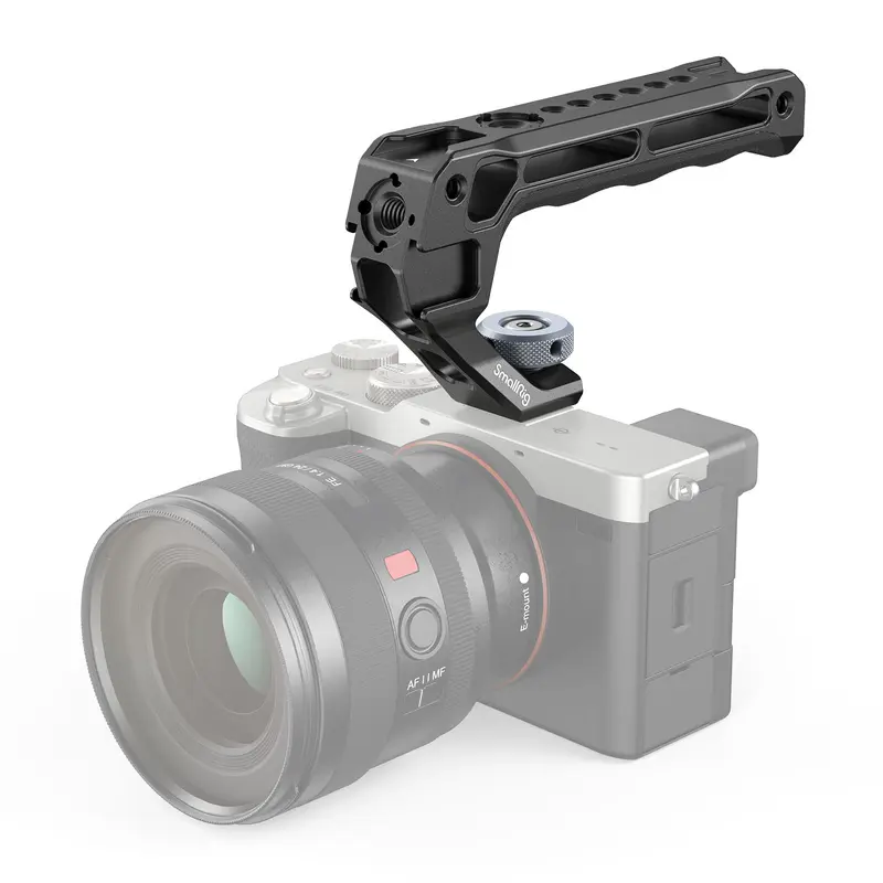 SmallRig Lightweight Metal Cold Shoe Top Handle Mount (Lite-3764) for DSLR Camera Cages - Ergonomic Handle for Content Creators, 5 Cold Shoe Adapters, Anti-Freeze, LED Light/Monitor Compatibility, Allen Wrench, Threaded Holes, Hollowed Out Accessory