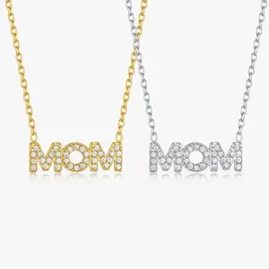 14k Gold MOM Necklace for Women  - English Letter "MOM" Pendant with Collarbone Chain, Minimalist Mom Jewelry Gift for Mother's Day, Daily Wear, Year-Round Versatile Gift for Mom, Wife, Grandma