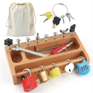 Montessori Screwdriver Board Set, Lock and Key Toy, Hand Tools for Kids, Learning Practical Life Skills, Fine Motor Skill Therapy Game, Ages 3-5