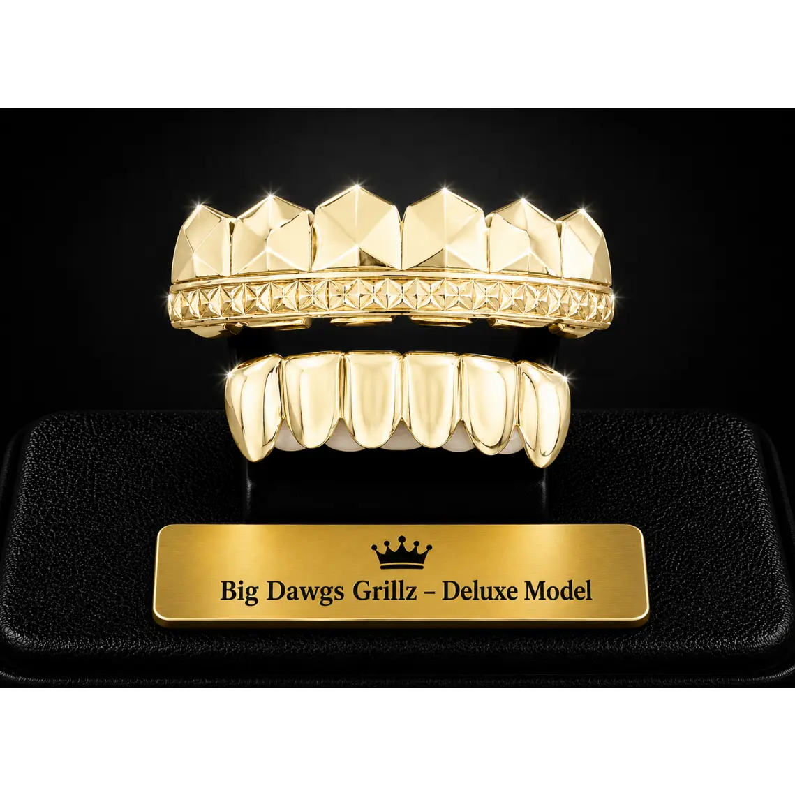 14K Gold Plated Upper & Lower Grillz Set Deluxe Cut