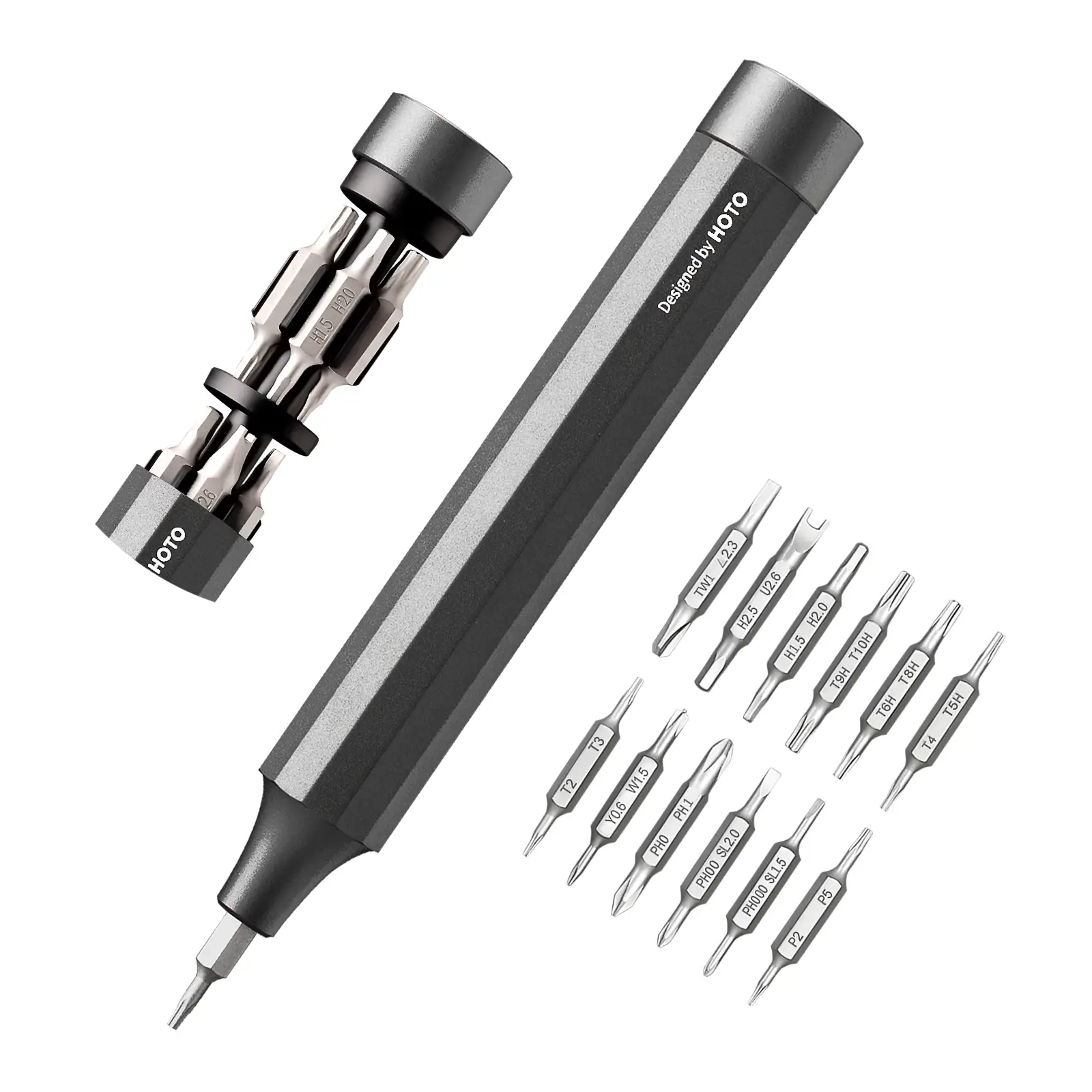 Hoto 24-in-1 Portable Manual Screwdriver with Magnetic S2 Steel Bits - Perfect for Phone, Computer, Watch, Game Console, Eyeglasses Repair & Christmas