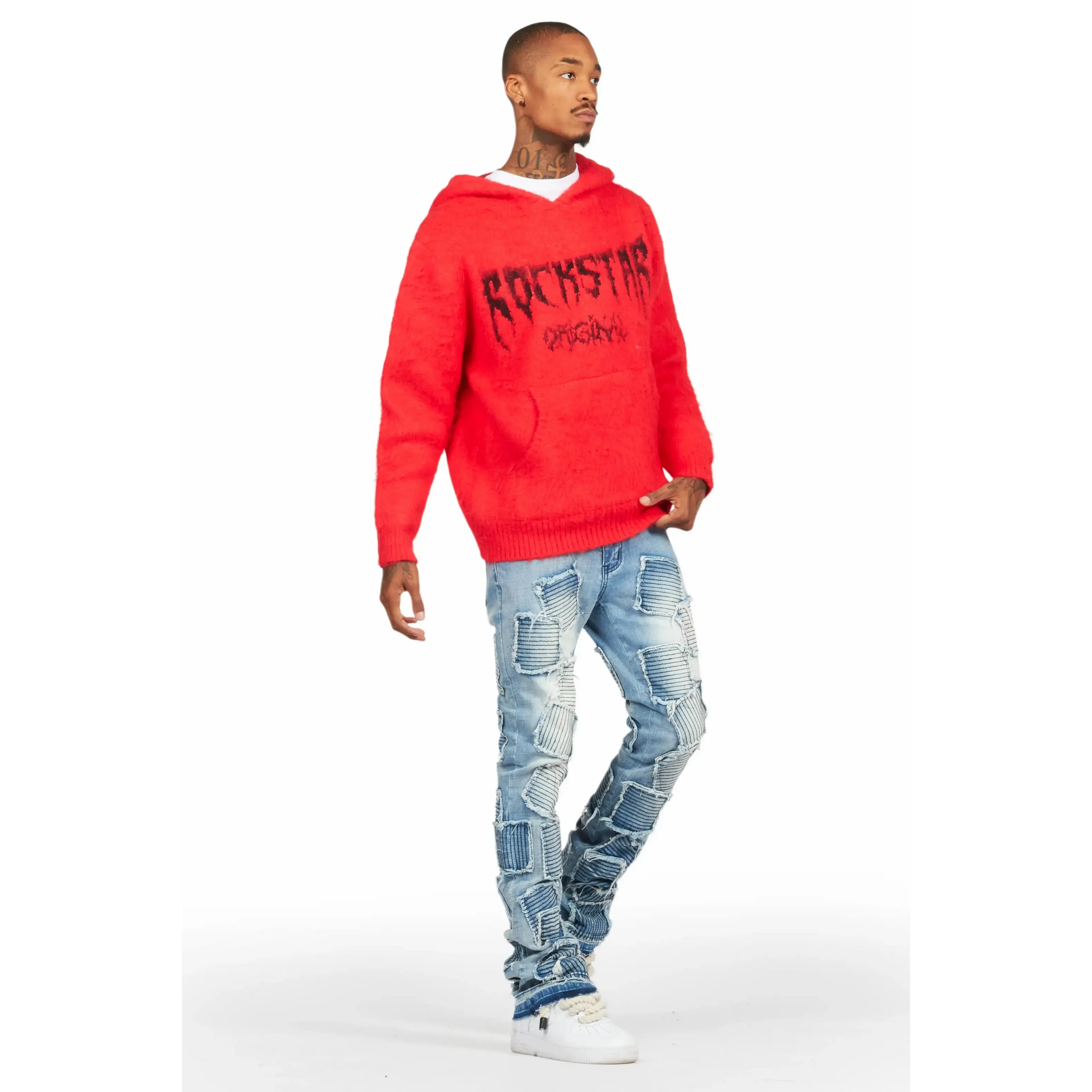 Andros Red Graphic Knitted Hoodie - TikTok Shop