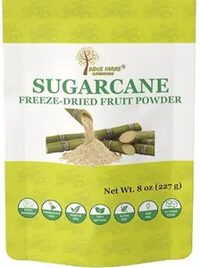 Sugarcane Juice Hydration Powder | Natural Electrolyte Sweetener | Freeze Dried, 100% Pure Cane Juice, No Additives, No Added Sugar | Mix into Smoothies, Juices, Mocktails, Coffee & Desserts | Vegan | Indus Farms Superfoods