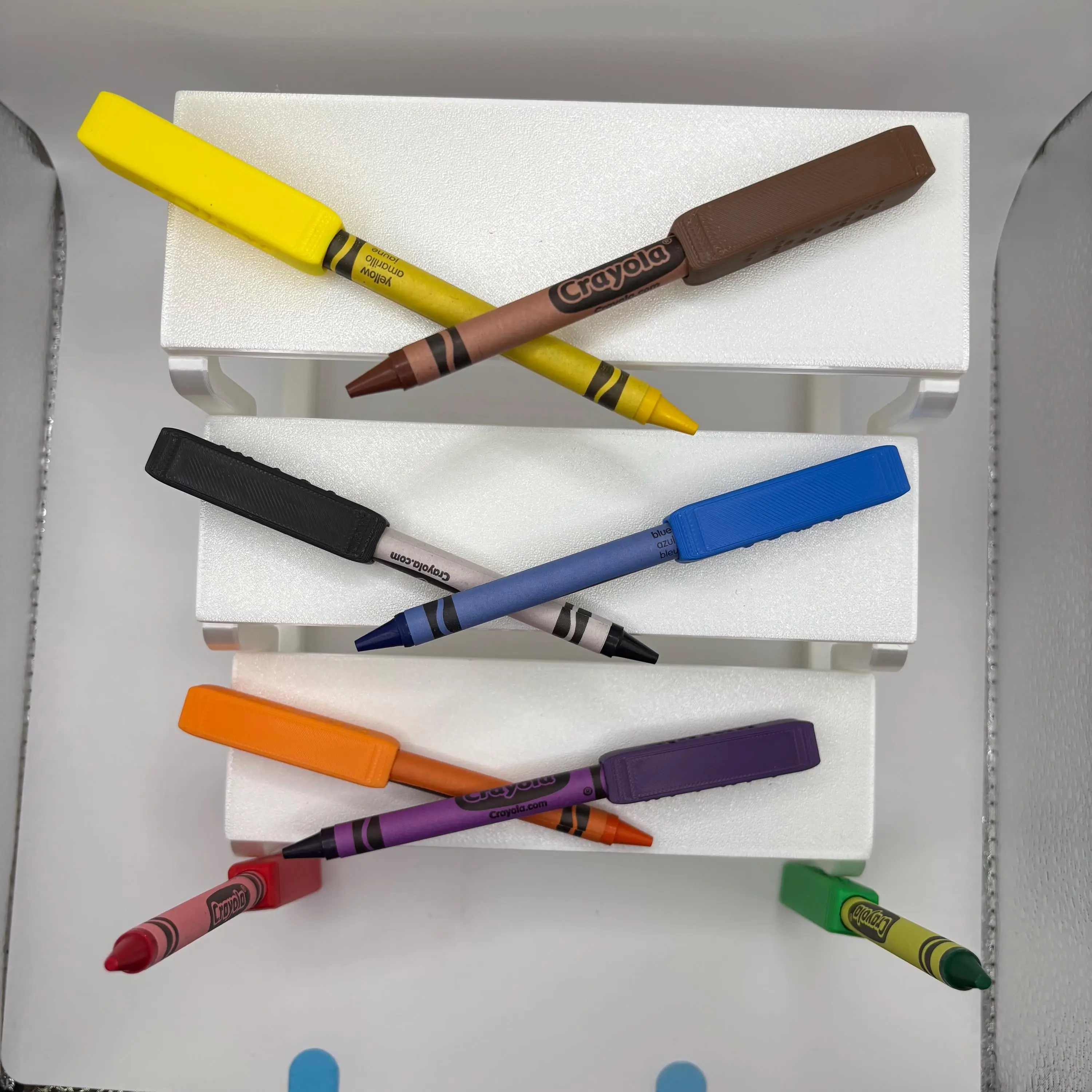 3D Printed Braille Crayon Caps (8-Cap Pack, Standard Set) - Lightweight Accessibility Tool for Crayola Crayons, Unisex, Supports Blind/Visually Impaired Students’ Braille Literacy & Color Independence, Adult Supervision Recommended