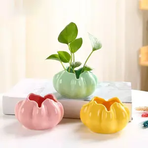 Cute Bud-Shaped Glossy Ceramic Hydroponic Pots - Lightweight Decorative Planters, Modern Small Vases for Money Plant/Copper Coin Grass, Creative Desktop/Entryway Ornaments, Colorful Home Decor Gifts