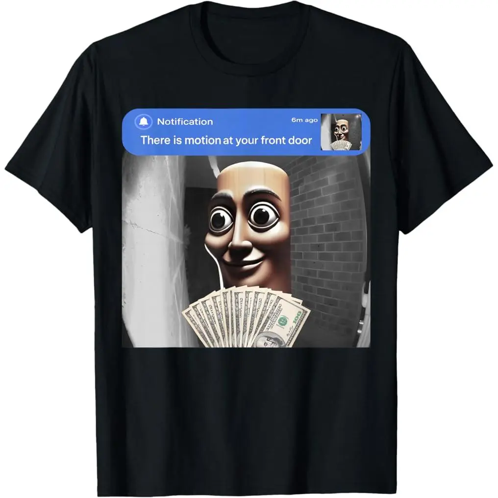 “There is movement at your front door” Tung Tung Tung Sahur meme cotton T-shirt “There is movement at your front door” Tung Tung Tung Sahur meme cotton T-shirt