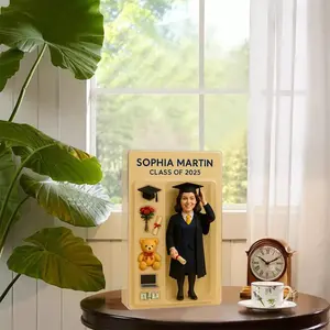 Personalized 3D Graduation Action Figure Plaque – Custom Acrylic Block Keepsake Gift, Unique Packaging, Rectangle Design for Graduation Day