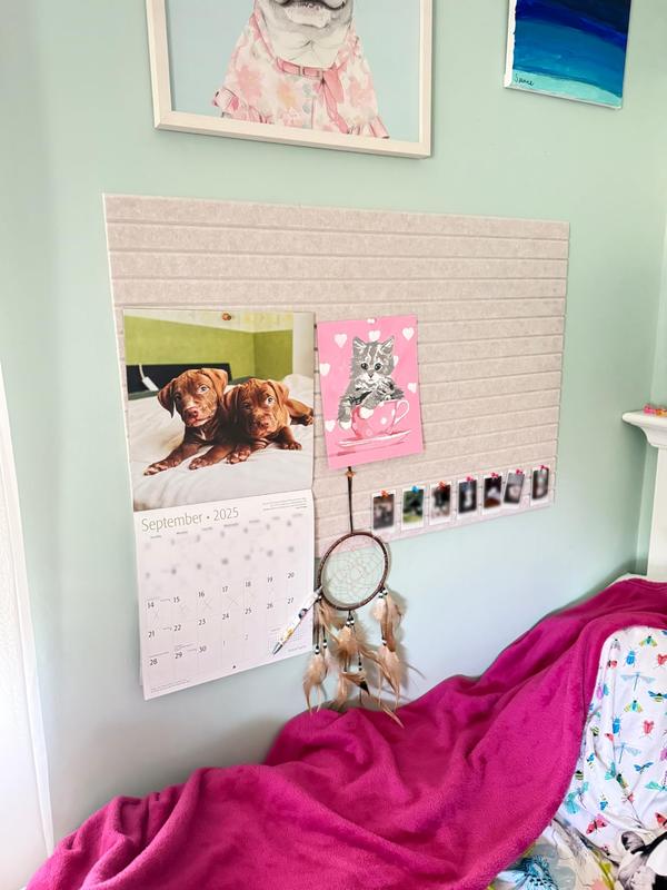 Large cork message board, measuring 36 inches x 24 inches, felt bulletin board for office decor, 6-piece felt wall panels with striped design, can be used as a pushpin message board and home wall organizer, suitable for offices and bedrooms.