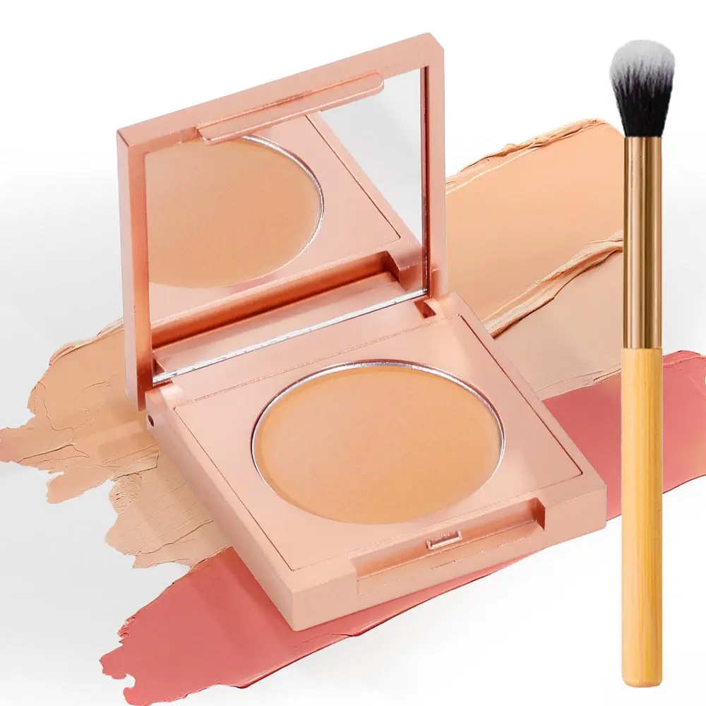 Color Clay Eye Primer Balm with Concealer Brush, Eye Corrector, Under Eye Brightener, Perfect for Dark Circles & Under-Eye Cover-Up, Natural Medium Coverage, No Flammable