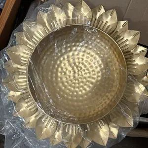 Large Metal Flower Urli, 19” end to end size. Great choice for traditional decor for any event. Plates Sturdy