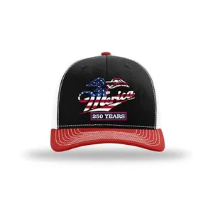 Trenz Shirt Company Men's Patriotic USA Flag Filled 'Merica Eagle 250 Years Embroidered Mesh Back Trucker Hat
