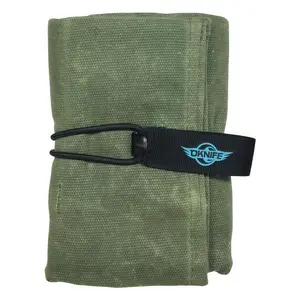 OKNIFE Exploit Mini EDC Pouch OD Green 6 Slots Storage Roll Bag for Olight Flashlights & Tools 12 Amp Oil Wax Canvas Portable Storage