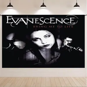 Gothic Rock Band Style Tapestry, Dark Music Portrait Wall Hanging, Moody Concert Aesthetic Backdrop Decor