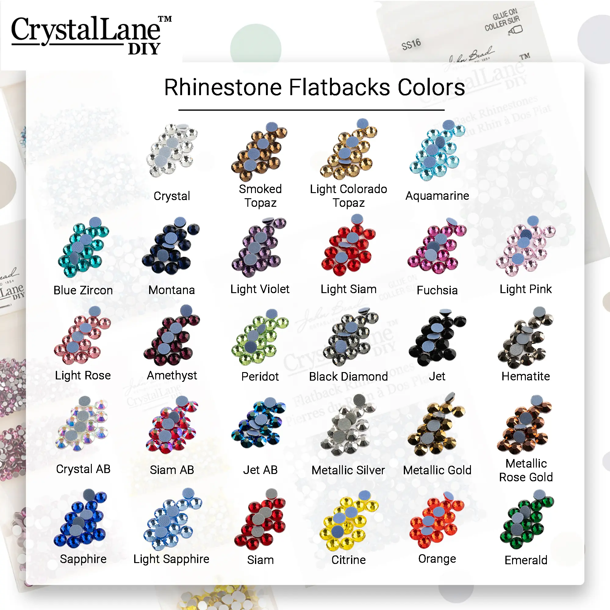 Crystal Lane DIY Glass Round Flatback Hotfix Rhinestones for Arts & Crafts, Nail Art, Clothes, Shoes