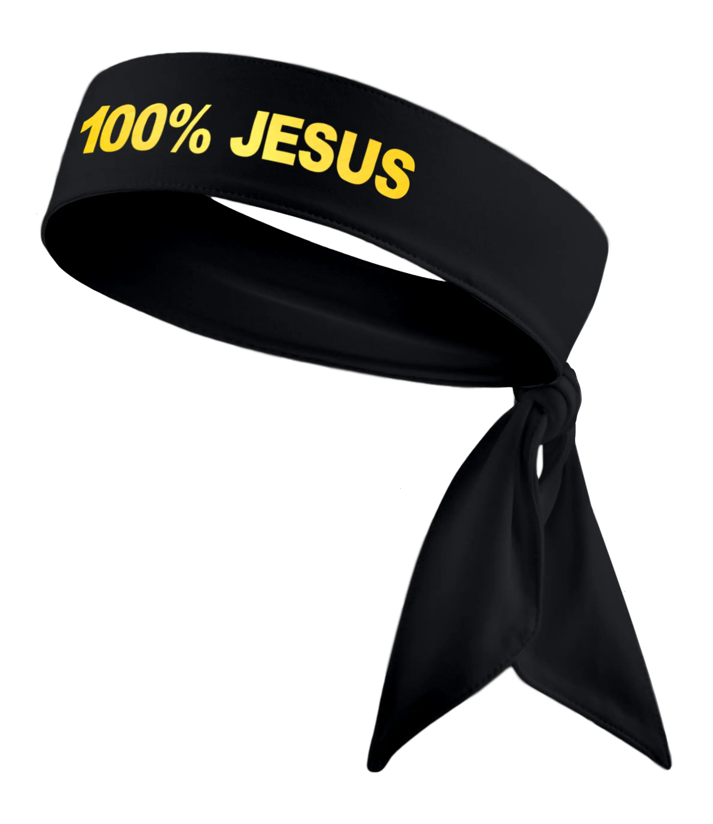 100% Jesus Headband - Gold 100 Percent Jesus Sports Head Tie Headband Soccer Fútbol Football White Black Athletics Fitness Stretch Sweatband Ninja Tie Bandana - B3 U ATHLETICS