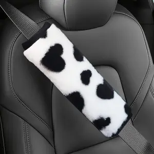 2 Pack Seat Belt Cover Pad Soft Plush  Seat Belt Pads Faux Sheepskin Love Covers Comfort Driving Cushion Strap Helps Protect Your  and  for Women Black