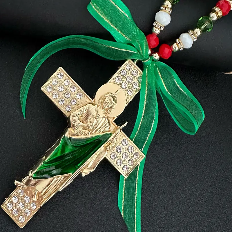 Saint Jude Cross Charm Catholic Gift, Virgen De Guadalupe Pendant, San Judas Tadeo Car Hanging, Home Door Hanger, Christmas Decoration, Religious Decorations, Religious Ornament