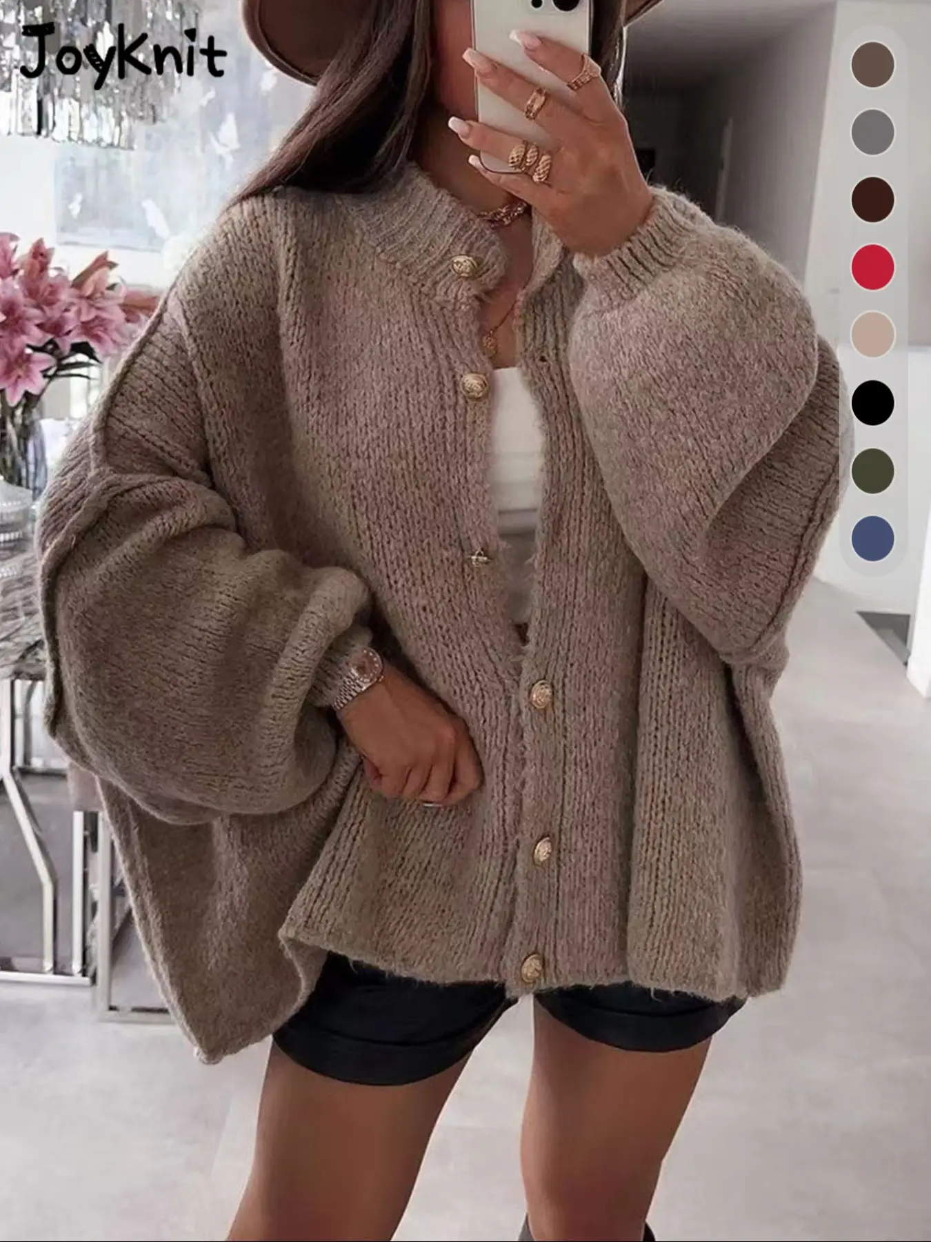 Women's Solid Color Button Cable Knit Cardigan, Casual Long Sleeve Open Front Outerwear for Fall & Winter, Women's Knit Clothing for Daily Wear