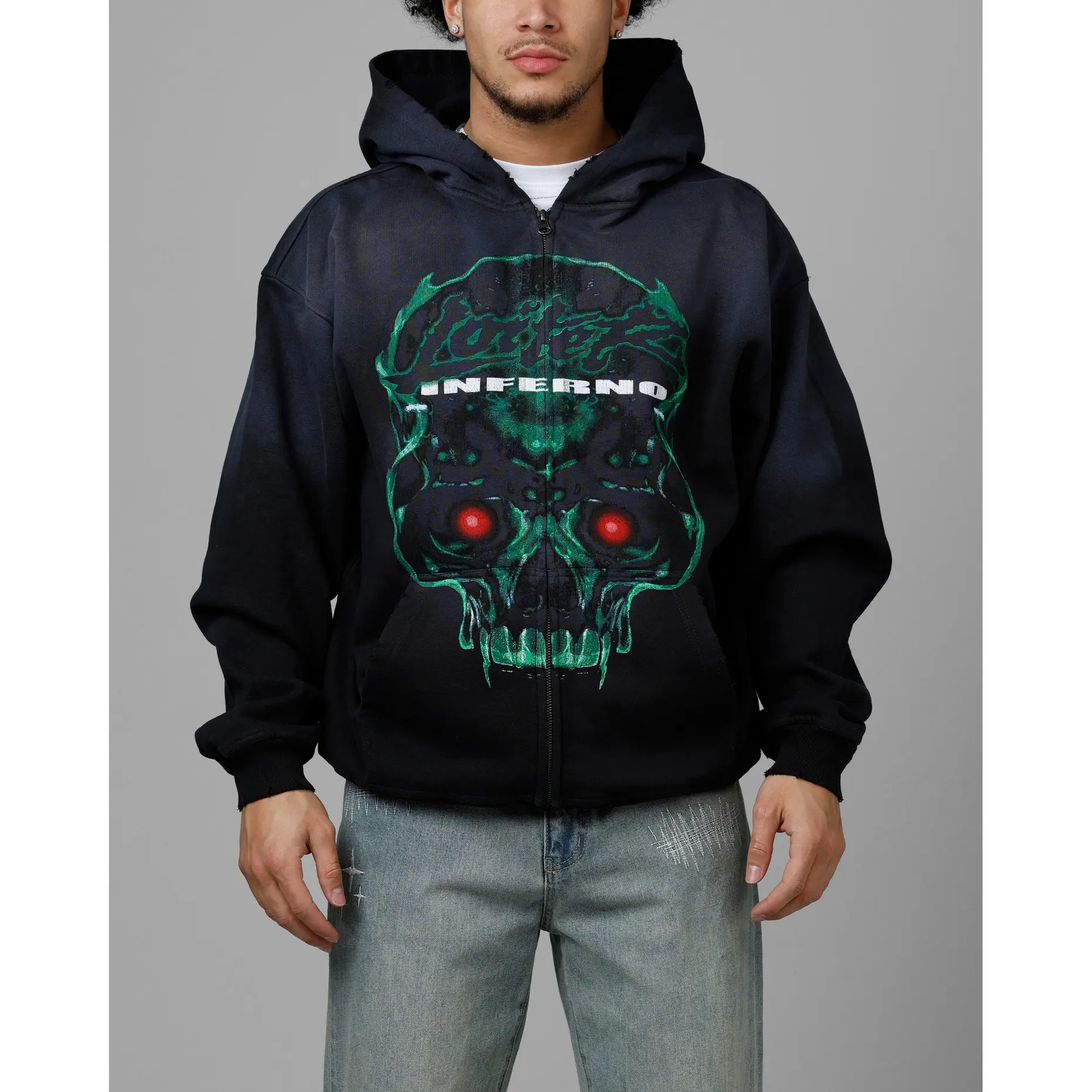 Loiter Inferno Zip Hoodie Vintage Black