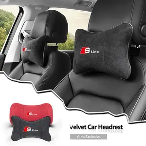Suede Headrest Car Breathable Memory Foam Neck Pillow For Audi S Line S4 S6 S7 SQ5 SQ7 TT RS3 S5 B8 B9 B6 S1 RS4 S3 RS5 RS6 RS7
