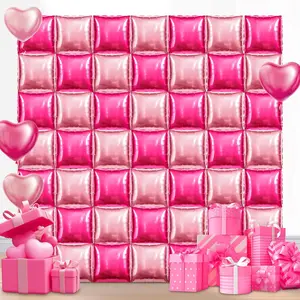 50 count Hot Pink Double Sided Square Foil Balloons,  DIY Mylar Balloon Arch & Wall Backdrop Kit for Bridal Wedding Birthday Anniversaries Bachelorette Graduation  Shower Party Decorations