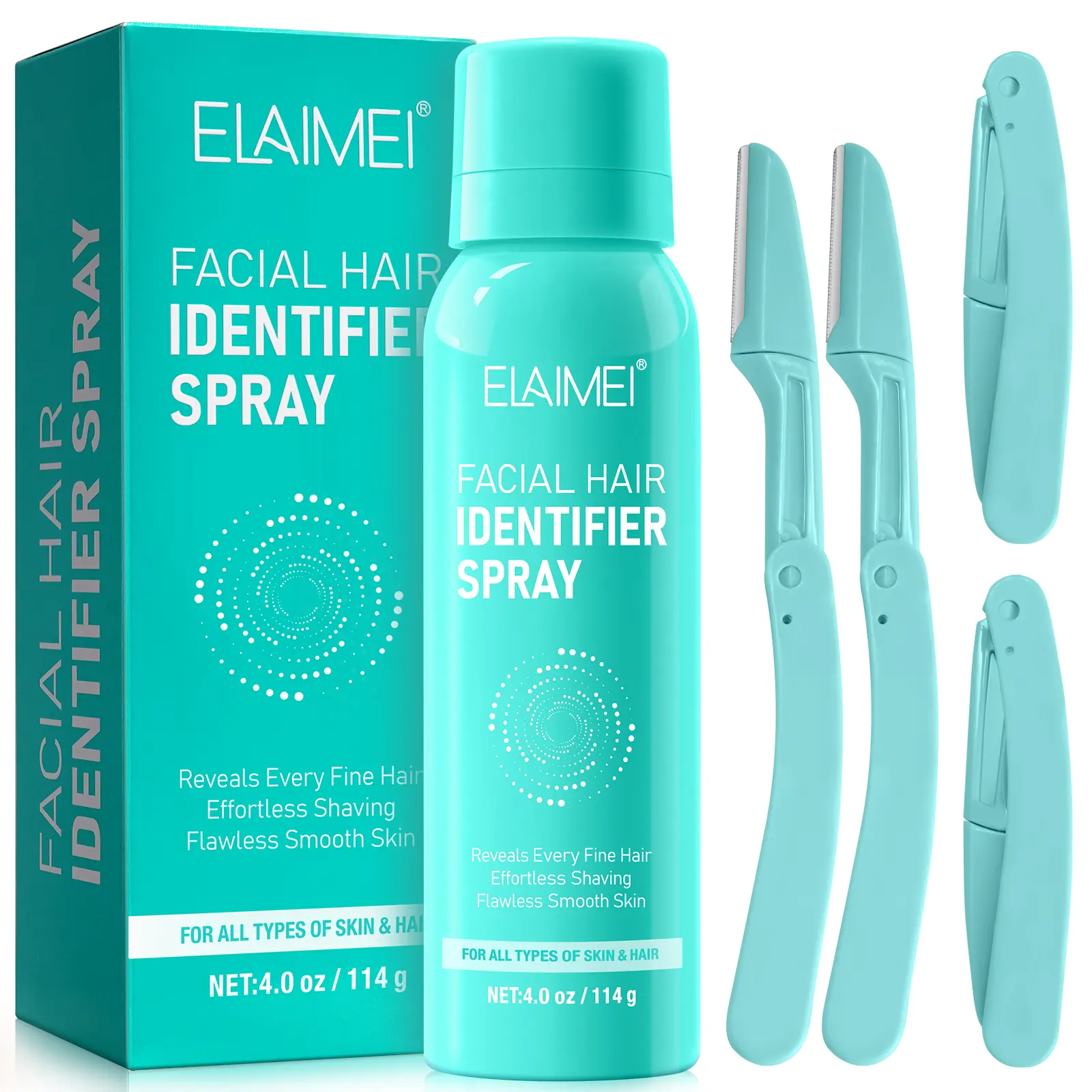 ELAIMEI Rice Starch-Infused Face Hair Identifier Spray - Moisturizing Bath & Body Care Product, Smooth Shave Support, Hair Removal Creams Companion, Suitable for All Skin Types, Facial Hair Remover Cream