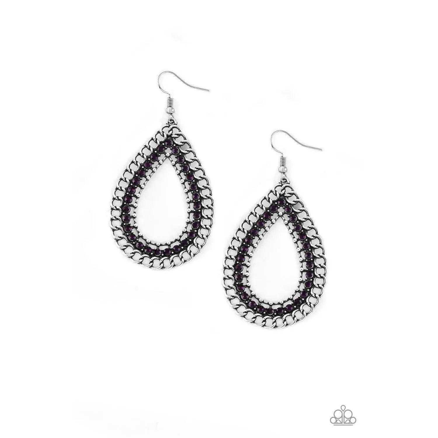 Mechanical Marvel Purple Earrings with Unique Design and Metallic Finish