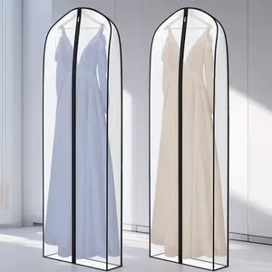 Breathable 72" Long Dress Bags for Gowns, Silky Wedding Dress Storage Bags with 7" Gusset, Wrinkle-Free Closet Organizer for Evening & Puffy Dresses, Set of 2