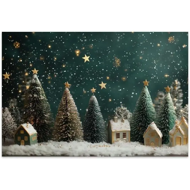 Christmas Canvas Wall Art, Vintage Christmas Print, Rustic Wall Art, Winter Painting Picture, Christmas Decor, Home Decorations for Living Room, Bedroom, Office (Unframed,24”x16”,Tree3)