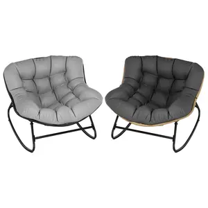 [Two-piece pack] Grand patio Outdoor Rocking Chair,Indoor Egg Rocking Chair with Thick Cushion with Adjustable Backrest for  Backyard, Balcony, Living Room(Grey) Summervibes