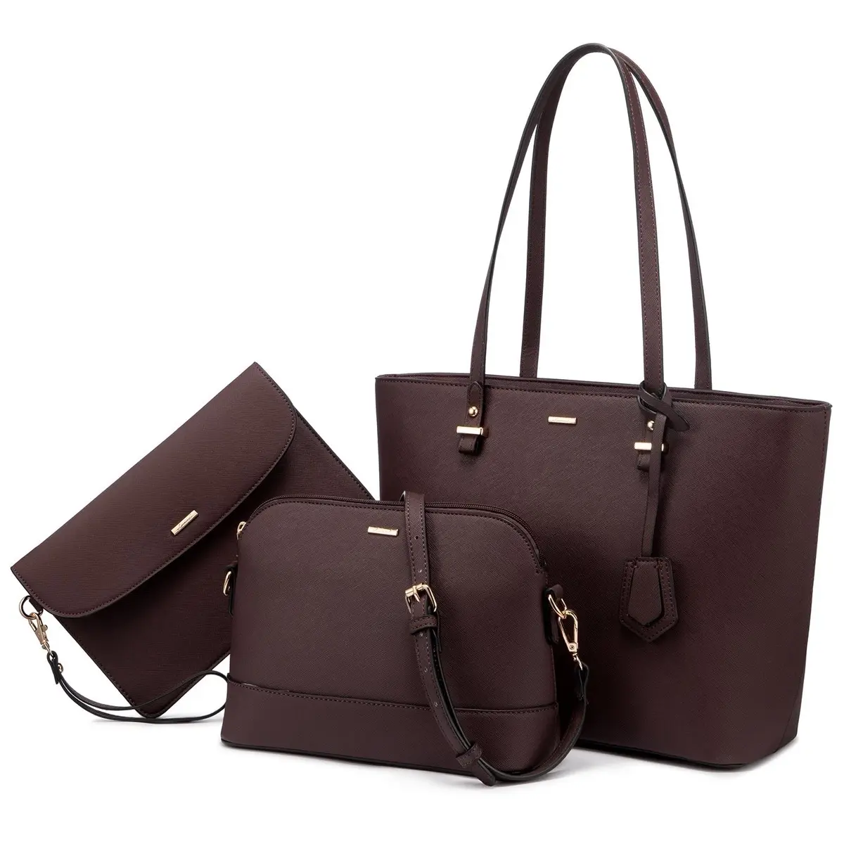 3 Pc Luxury Leather Shoulder and Hand Bag Set