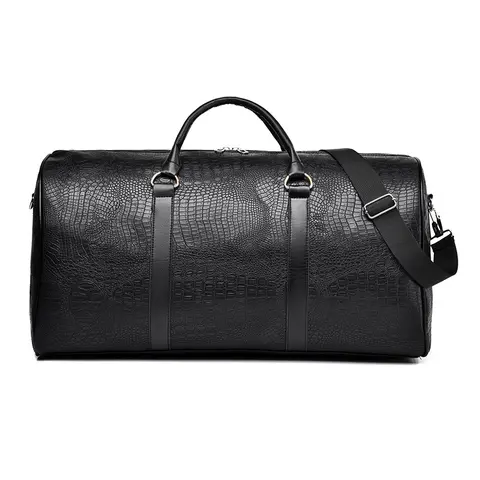 BIGWIG Sporty Men's Croco Print PU Leather Leakproof Large-Capacity Duffel Backpack Travel Bag - Carry On Luggage Set, Business Travel Bag, Multi-Handles, Quick-Grab Top Handle, Detachable Adjustable Strap, Ideal for Frequent Travelers, Gym Sessions