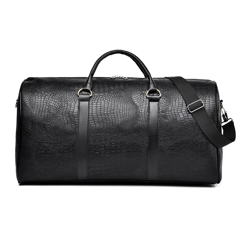 New Waterproof Large-Capacity Travel Duffle Bag For Men, Trendy Crocodile-Embossed PU Leather Weekender Bag, Versatile Carry-On Luggage With Detachable Shoulder Strap,  Commutes, Weekend Getaways, Gym Sessions And Short Travels