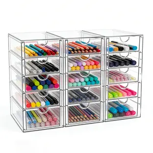 Acrylic Makeup Organizer with 13 Drawers, Bathroom Counter Organizer, Acrylic Organizers, Desk Organizer, Office Supplies, Storage Drawers for Cosmetic, Pencil, Coffee