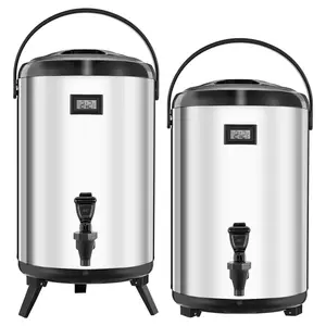 Father's Day Gift VEVOR 3.2 Gal Insulated Beverage Dispenser for Hot & Cold Drinks 2 Pack Silver
