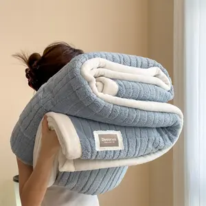 Tweed Dual-Sided Fleece Blanket, Spring Multi-Functional Throw, Comfortable and Warm, Cozy Blanket, Suitable for Bed or Sofa, Soft Polyester Fabric