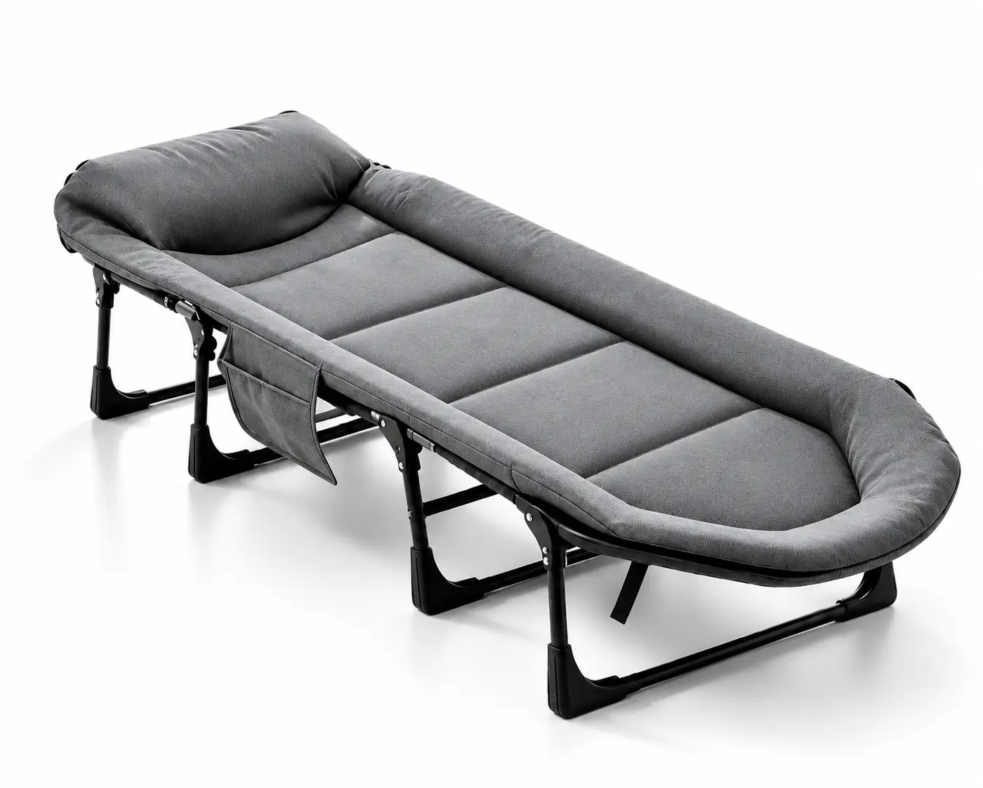 6-Position Adjustable Folding Bed with Plush Mattress & Pillow, Heavy-Duty Portable Camping Cot for Adults, Comfortable Office Nap Bed, Guest Bed for Home, Outdoor Travel, Foldable Steel Frame, Supports Up to 300LBS
