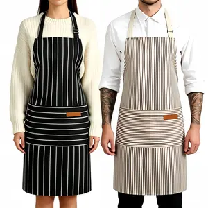[Summer Supply] Unisex Adjustable Chef Apron Set - 2 Pack, Men's & Women's Kitchen Aprons with Pockets, Ideal for Cooking, Cleaning