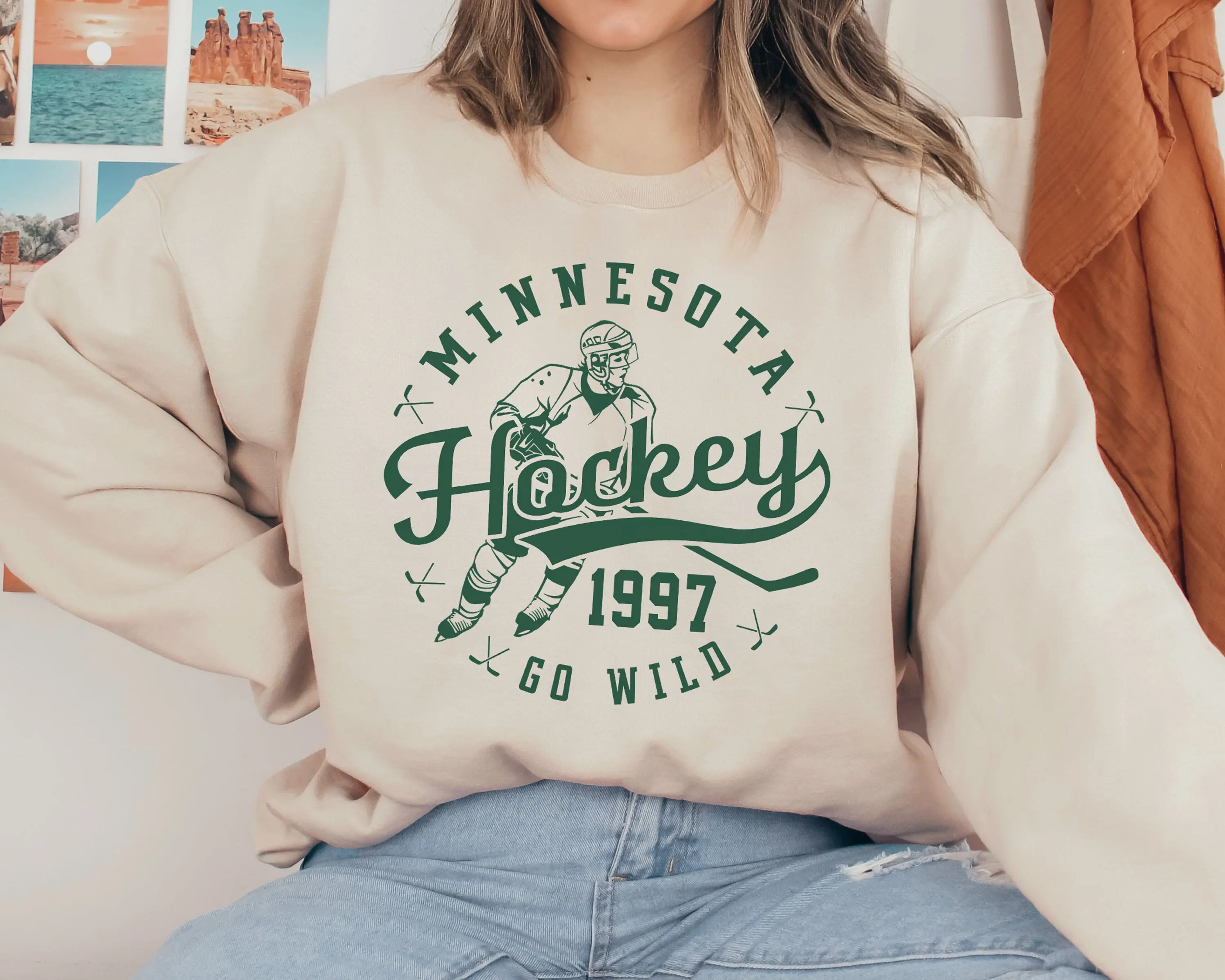 Minnesota Wil Vintage Minnesota Wil Hockey Sweatshirt T-shirt Wild Sweater Wild T-shirt Hockey Fan Shirt Retro Minnesota Ice Hockey