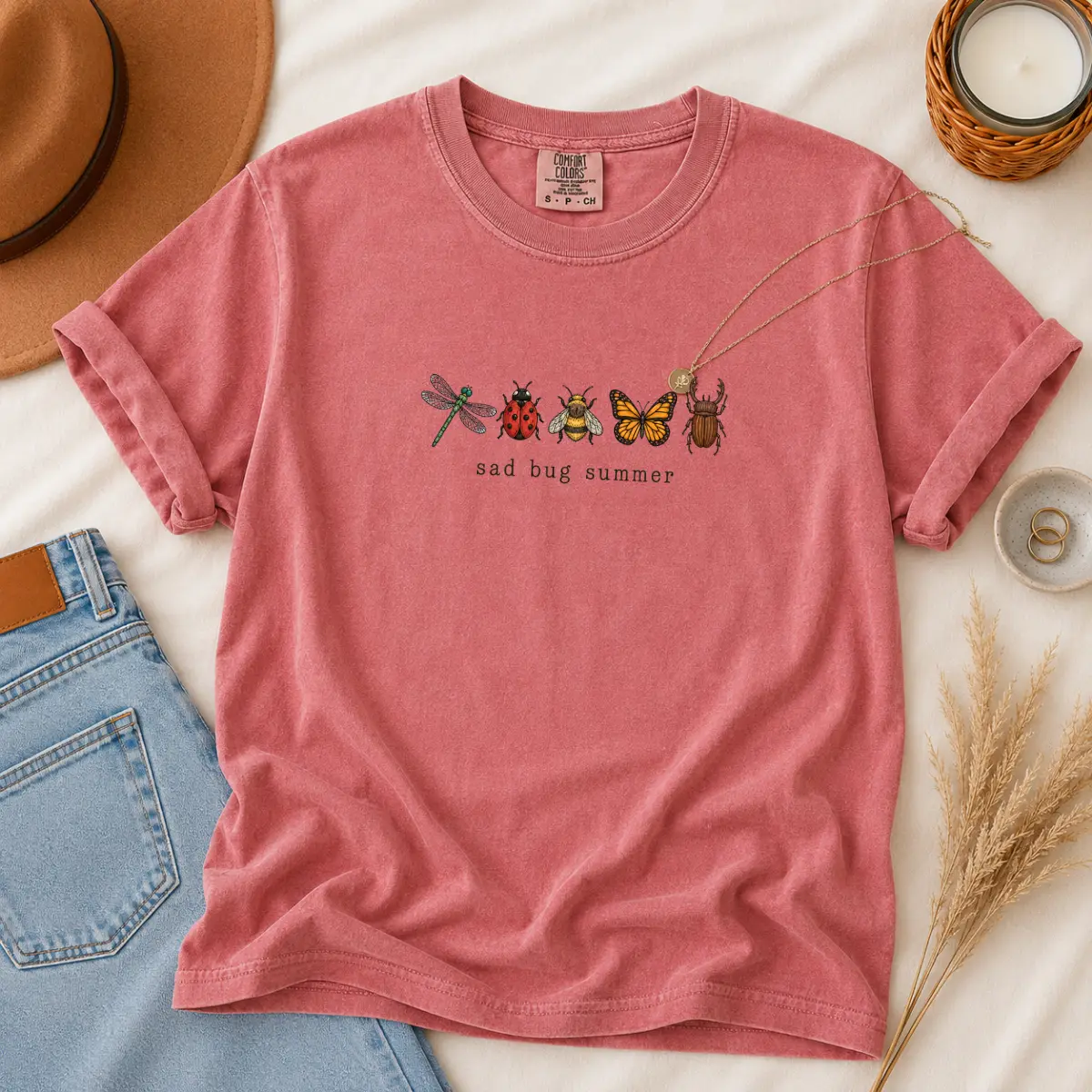 Comfort Colors Sad Bug Summer Shirt – famer love this shirt, love small animals  tee. full size and color,  Womenswear Top Fabric Fit Fabric Cotton