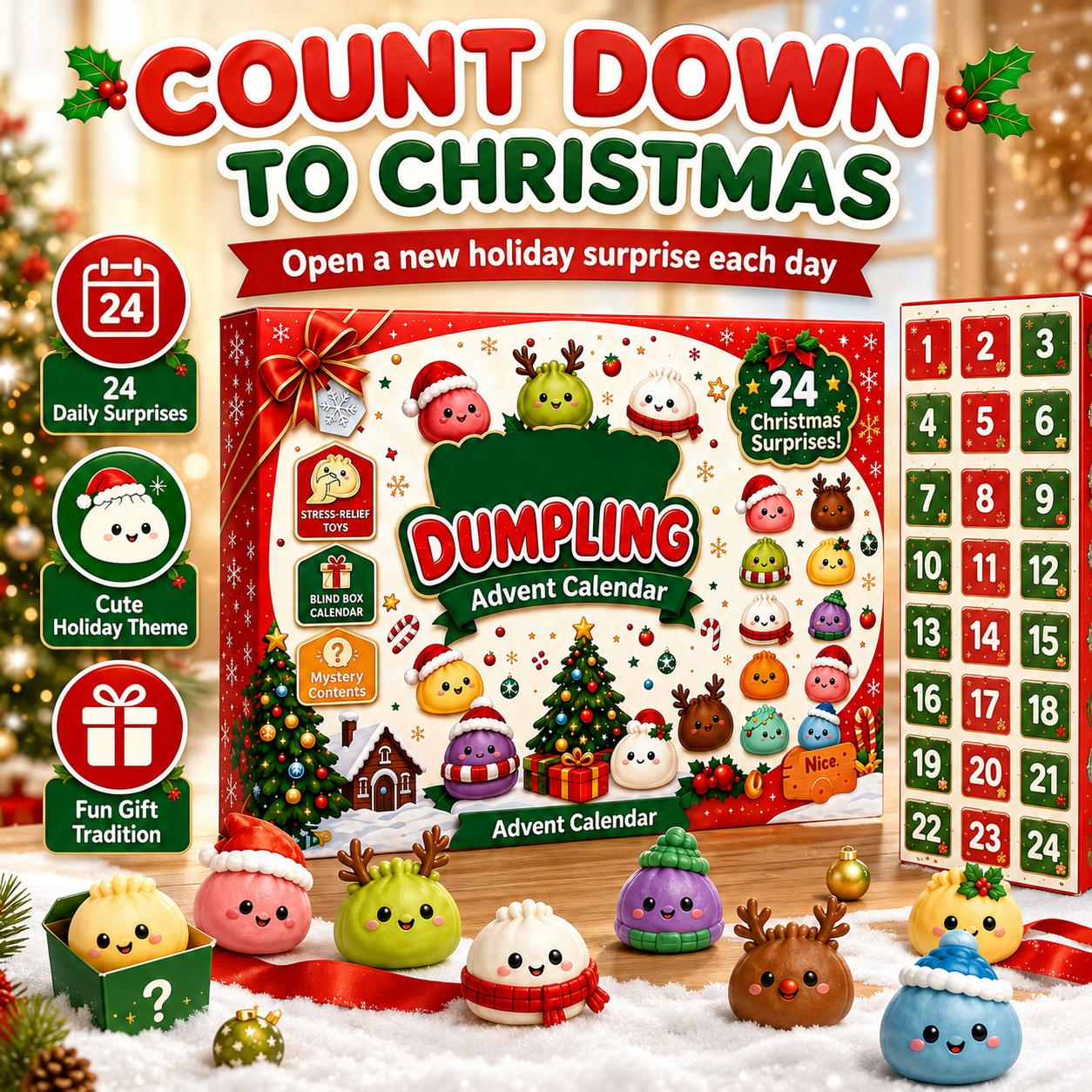 2026 Dumpling Squishy Advent Calendar - Indoor Recreation Stress Relief Toy, 24 Surprise Kawaii Mini Food Squishy Figures, Cute Christmas Countdown Holiday Gift 2026 Dumpling Squishy Advent Calendar - Indoor Recreation Stress Relief Toy, 24 Surprise Kawaii Mini Food Squishy Figures, Cute Christmas Countdown Holiday Gift