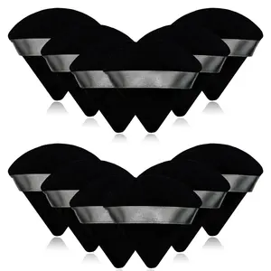 12-Piece Double-Sided Triangular Round Puffs | Velvet Skin-Friendly Material | Wet & Dry Use, Washable | One Puff for Loose Powder/Foundation/Blush/Contour | Finger Strap Design for a More Stable Grip