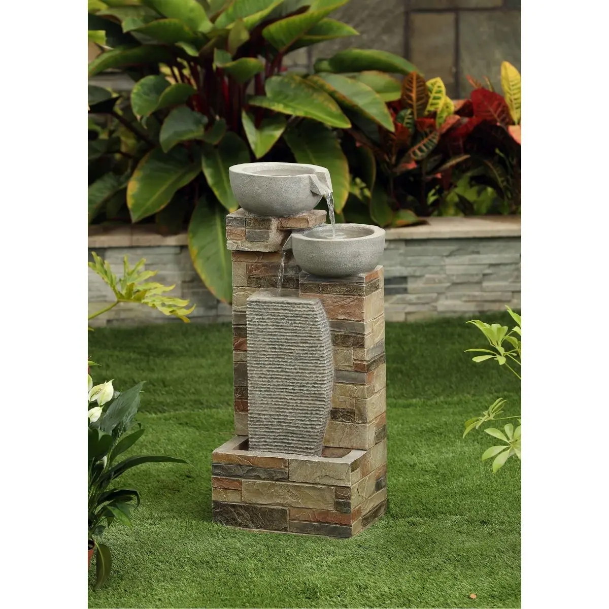 Brick wall fountain