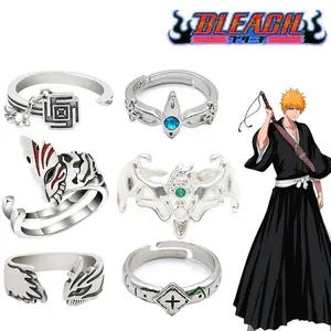 Anime Bleach Kurosaki Ichigo Ring Hitsugaya Toushirou Ulquiorra Cifer Cosplay Adjustable Ring Unisex Couple Lover Jewelry Gift
