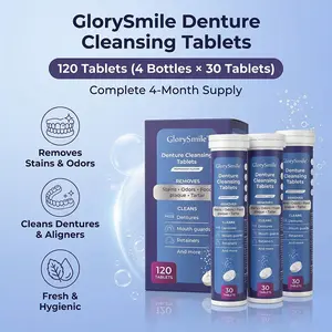 Glorysmile Denture Cleanser Tablets 120 Pieces Advanced Denture Stain Remover Fresh & Clean Denture Cleanser