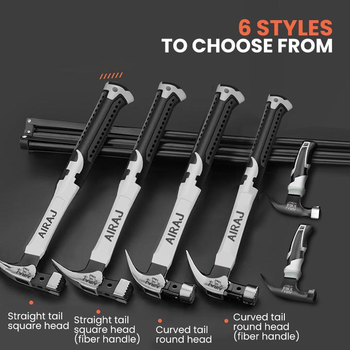 AIRAJ 3/6PCS Heavy-Duty 2-in-1 Horn Hammer Ball Peen Hammer Set - Multi-functional High-Carbon Steel Head Double Groove Design Nail Pull Square Head Safety Feature Portable Hand Tool for Household Industrial Emergency Woodworking and Camping