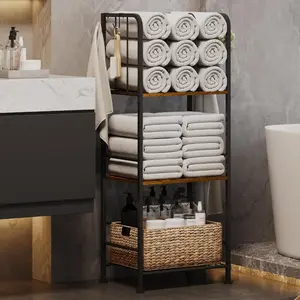 Towel Racks for Bathroom 3-Tier M-Shaped Detachable Dividers, Durable Metal Towel Holder, Pool Items Holder, Space-Saving Storage Organizer, Modern Bath Towel Shelf Free Standing Patent Pending